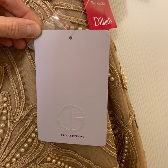 JS Group Champagne Color Formal Breaded Dress - Picture 6 of 6